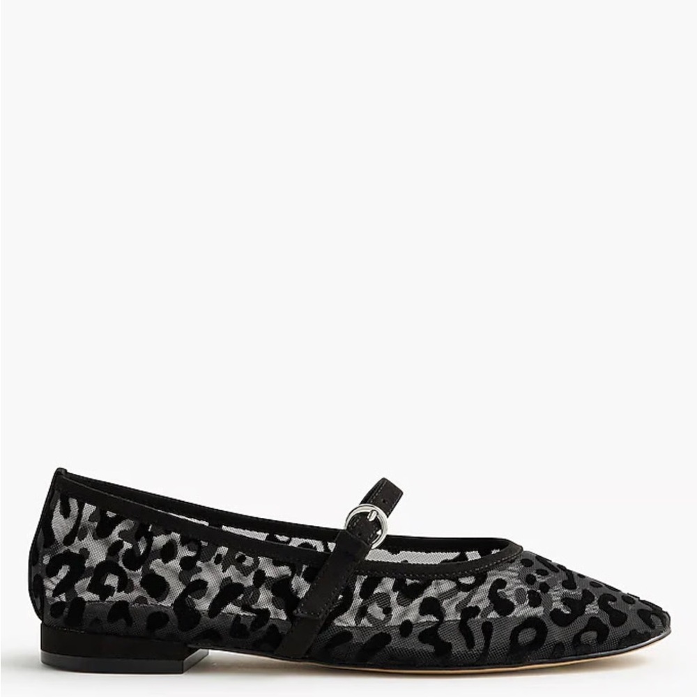 J.Crew Leopard Mesh Mary Jane Ballet Flats – Black – NWOB - Picture 2 of 10